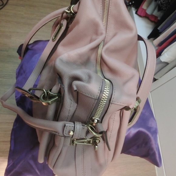 Auth 100% Chloe Rose Sand Leather Large Paraty - Picture 6 of 8